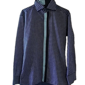 Zara Men's Shirt dark Blue and light blue Check sz. L. EC.(#1611)